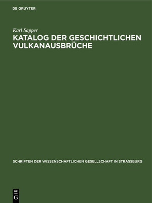 cover image of Katalog der geschichtlichen Vulkanausbrüche